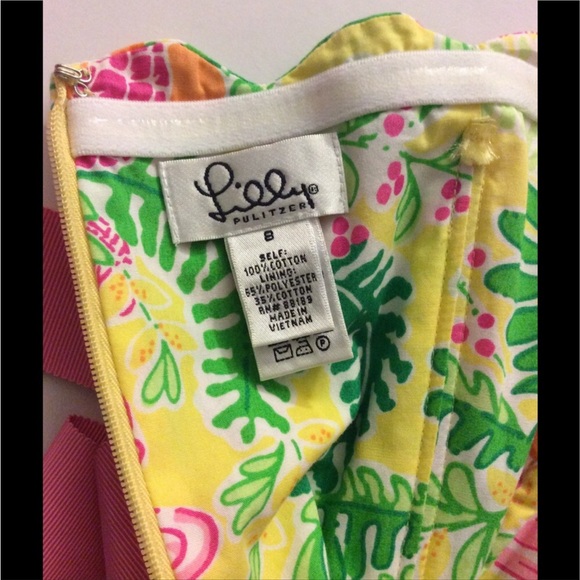 Lilly Pulitzer Sienna Dress in Pink Paradise Lemon Sorbet Strapless 8 EUC - Picture 7 of 8